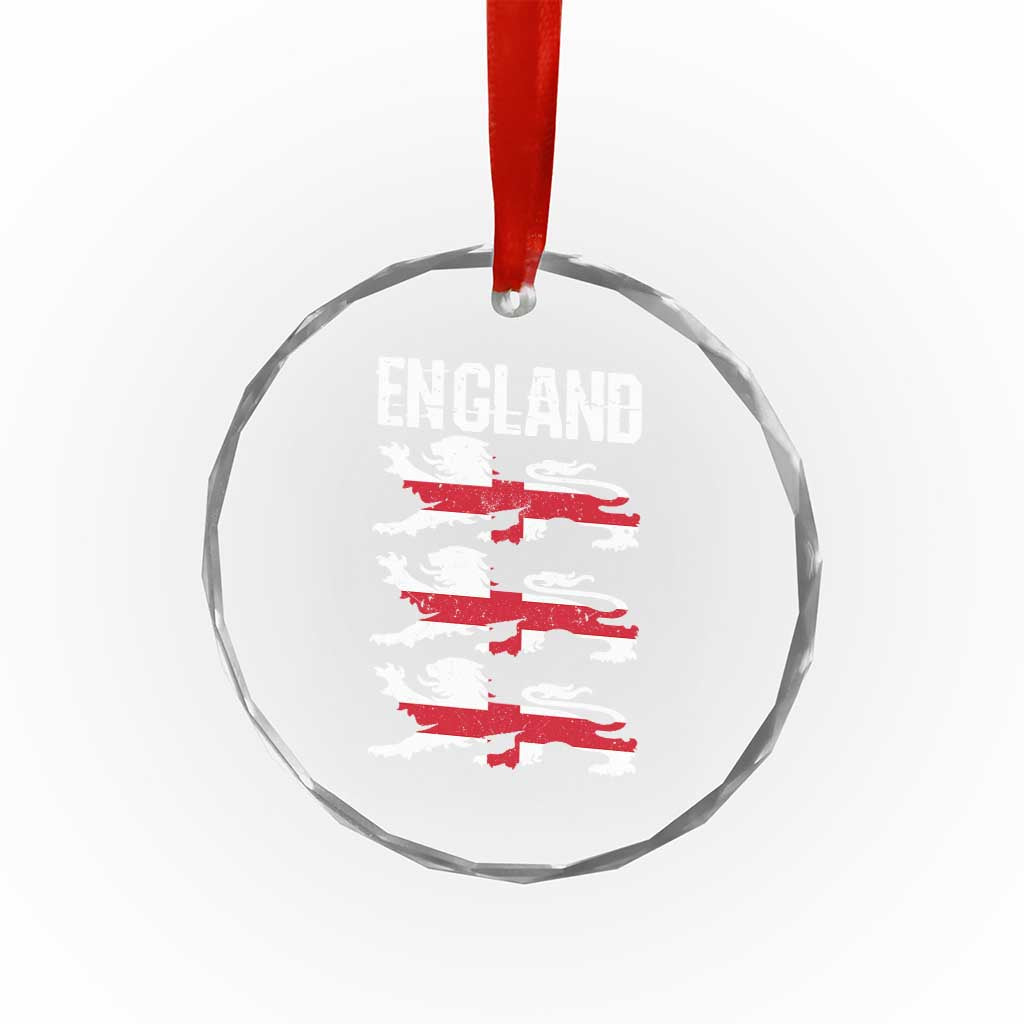 Vintage Three Lions England Pride Crystal Glass Ornament Patriotic Soccer British Football Fans