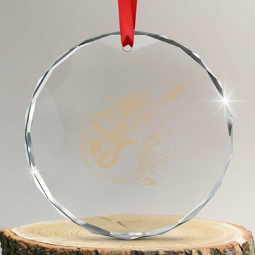 Vintage Trout Playing Guitar Crystal Glass Ornament Funny Fishing Musician Gift