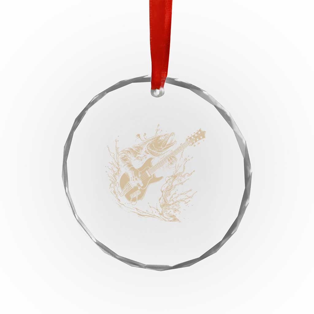 Vintage Trout Playing Guitar Crystal Glass Ornament Funny Fishing Musician Gift