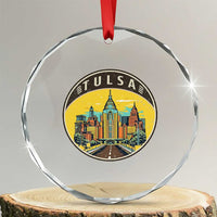 Vintage Tulsa Oklahoma Cityscape Pride Crystal Glass Ornament