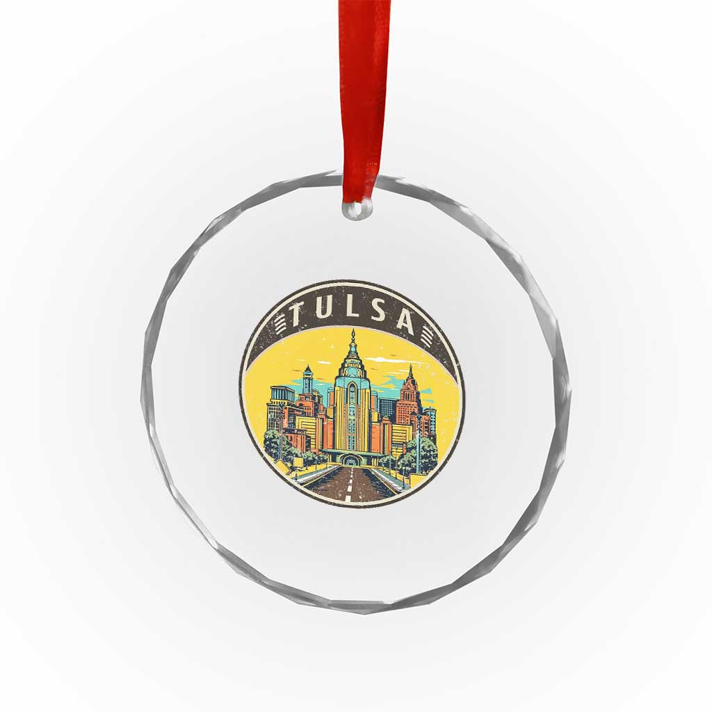 Vintage Tulsa Oklahoma Cityscape Pride Crystal Glass Ornament