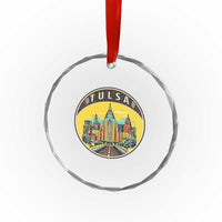 Vintage Tulsa Oklahoma Cityscape Pride Crystal Glass Ornament