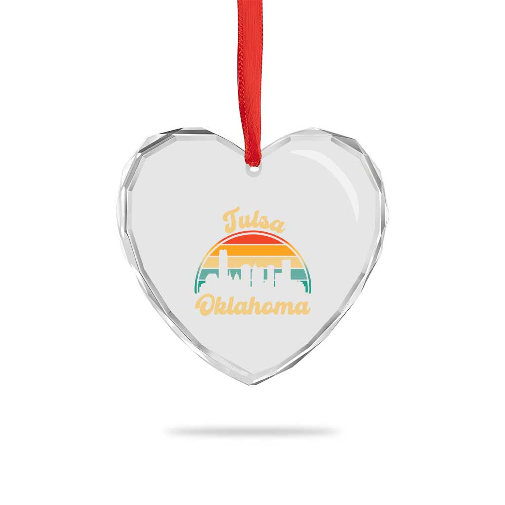 Vintage Tulsa Oklahoma Pride Heart Crystal Glass Ornament Proud Oklahoman Gift