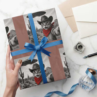 Vintage UFO Cowboy Cat Wrapping Paper Roll Retro 90s Western Rodeo Kitten Cat Selfie With Alien UFO - Wonder Print Shop