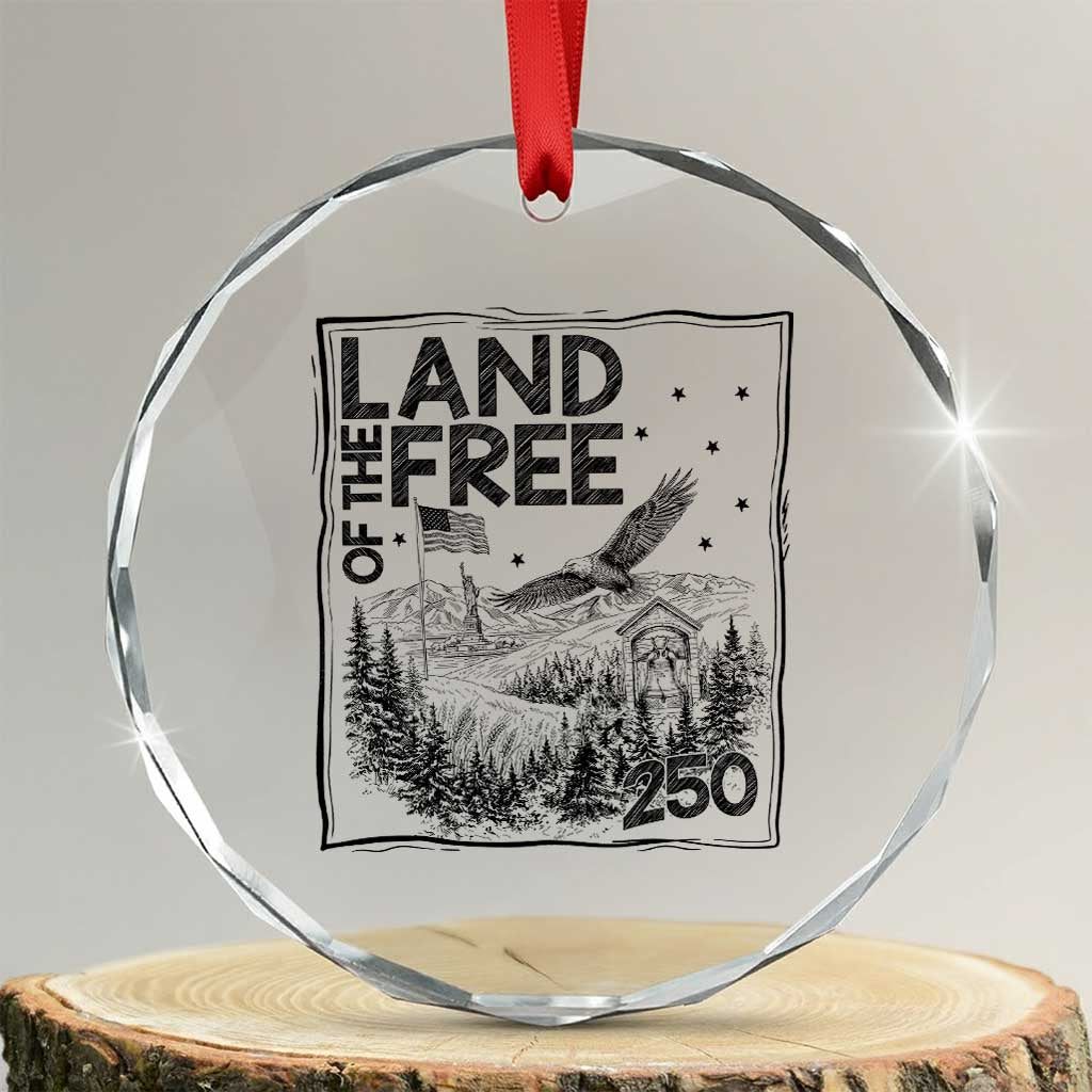 Vintage USA 250 Patriotic Pride Crystal Glass Ornament Land Of The Free