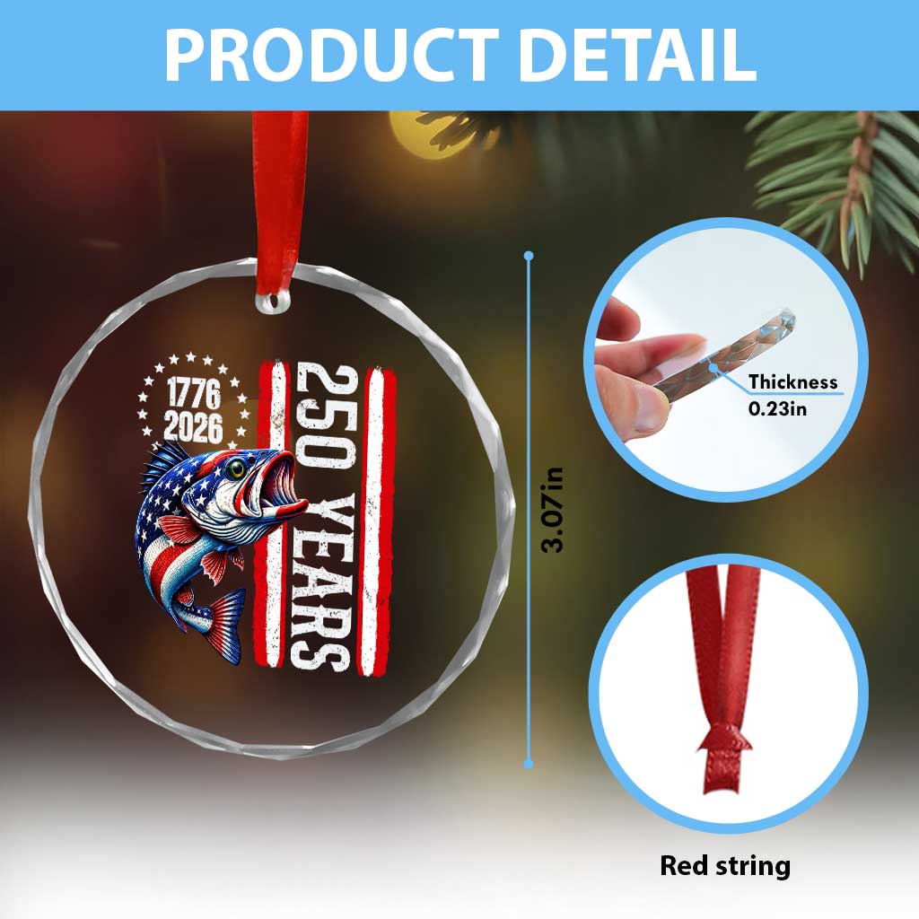 Vintage USA 250th Anniversary Crawfish Patriotic Gift Crystal Glass Ornament