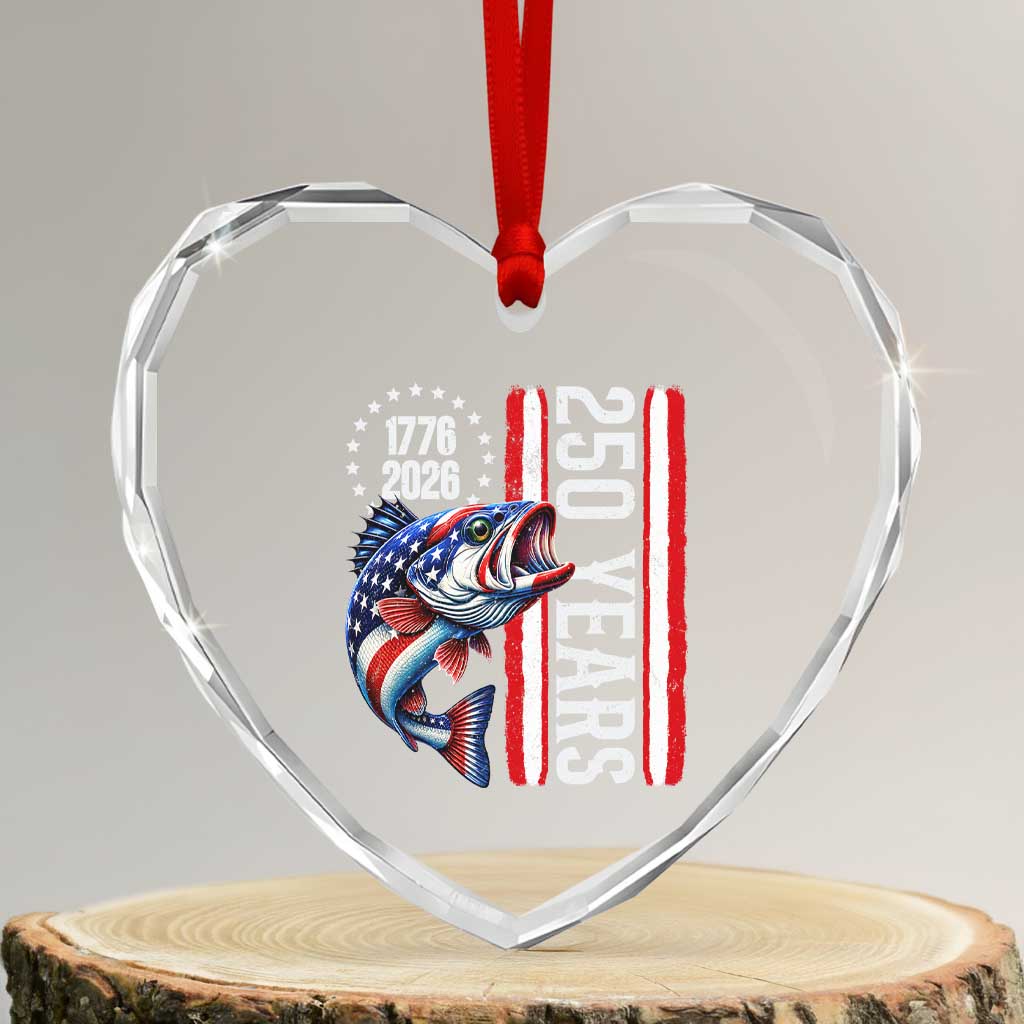 Vintage USA 250th Anniversary Crawfish Patriotic Gift Heart Crystal Glass Ornament