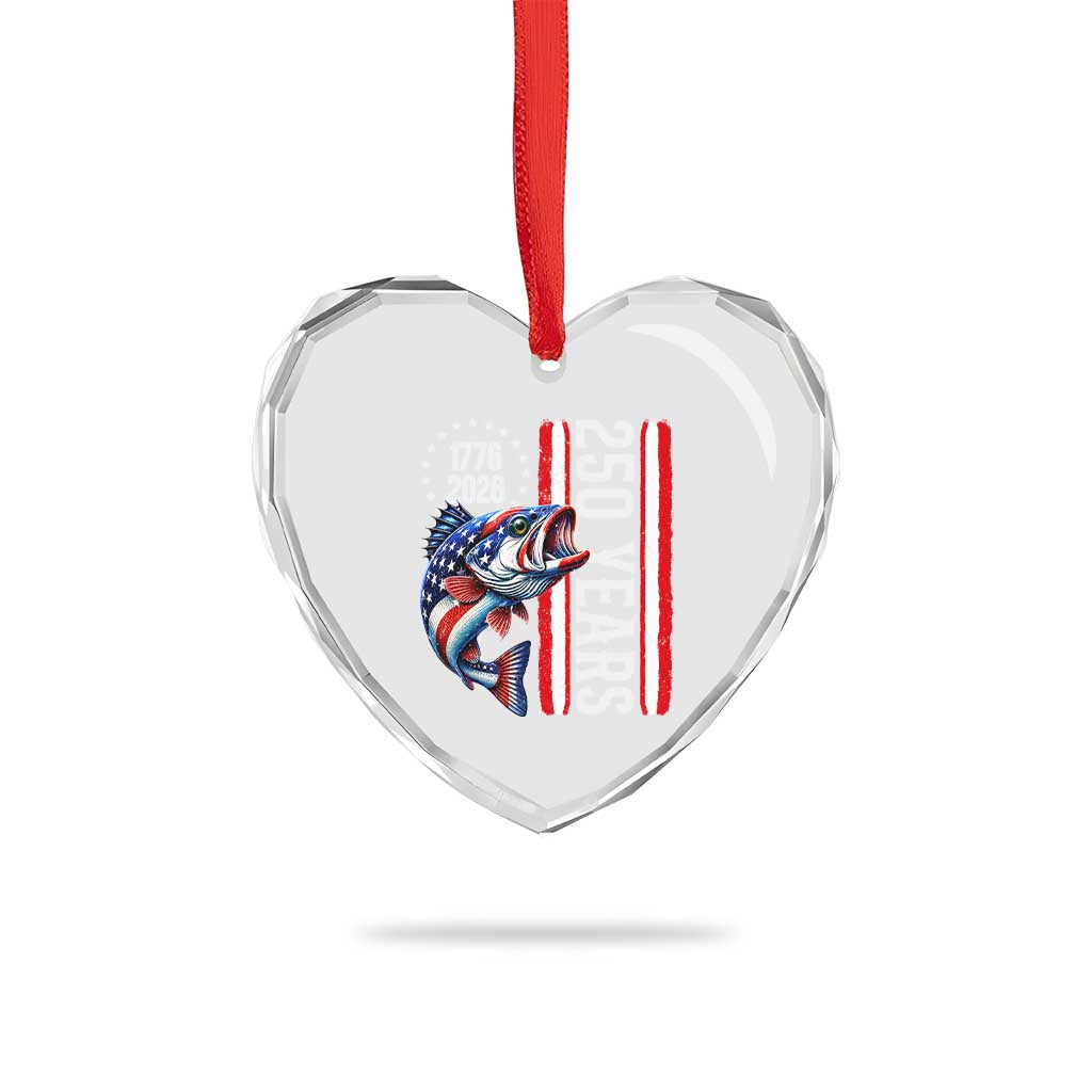 Vintage USA 250th Anniversary Crawfish Patriotic Gift Heart Crystal Glass Ornament