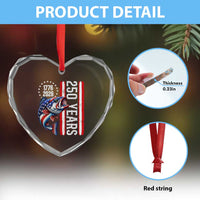 Vintage USA 250th Anniversary Crawfish Patriotic Gift Heart Crystal Glass Ornament