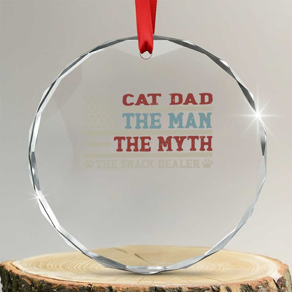 Vintage USA Cat Dad Crystal Glass Ornament The Man The Myth The Snack Dealer