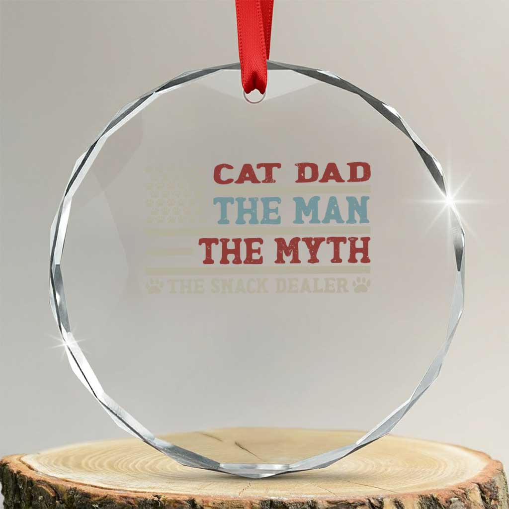 Vintage USA Cat Dad Crystal Glass Ornament The Man The Myth The Snack Dealer TS12