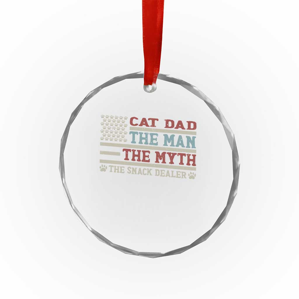 Vintage USA Cat Dad Crystal Glass Ornament The Man The Myth The Snack Dealer