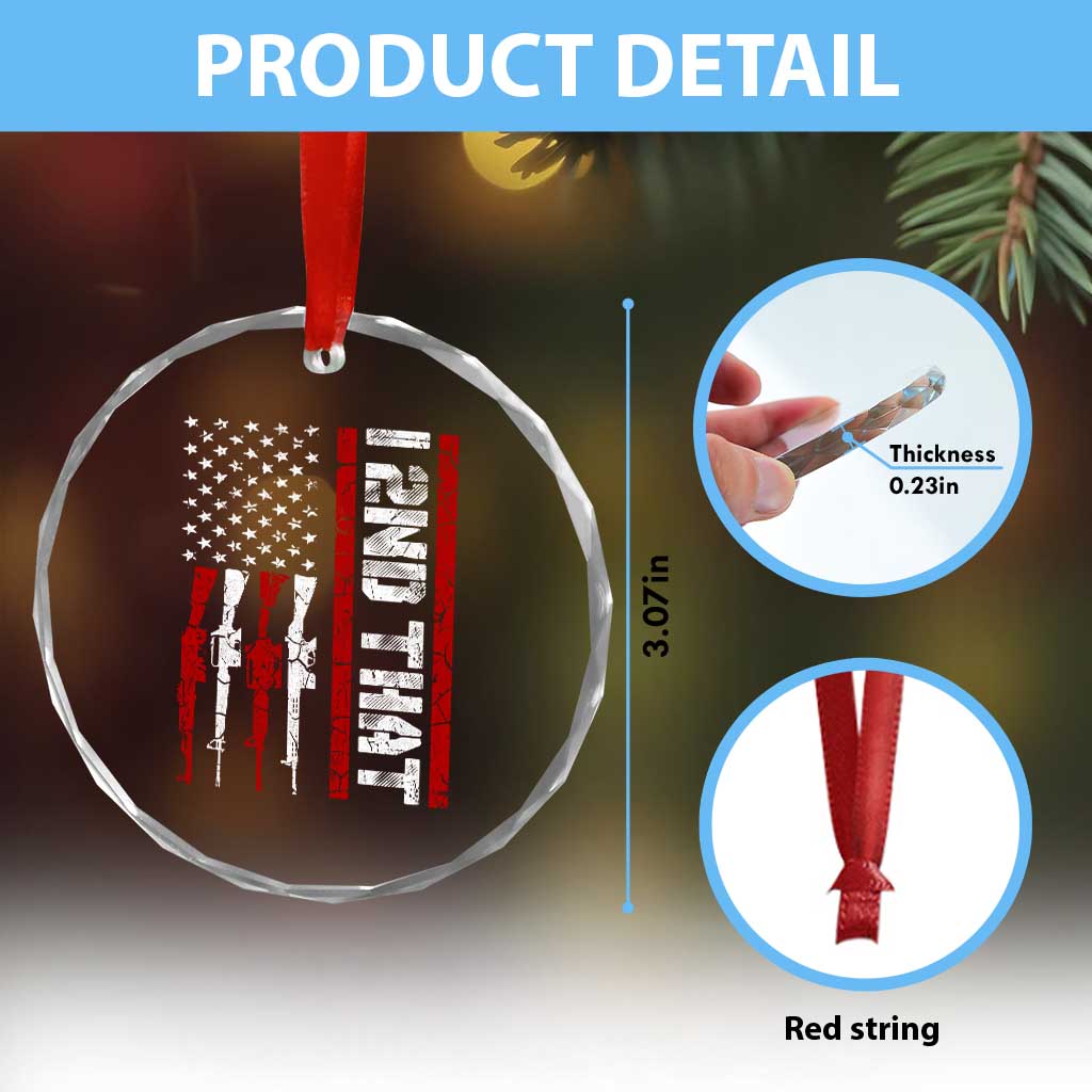 Vintage USA Flag 2nd Amendment Crystal Glass Ornament Pro Gun Lovers - Wonder Print Shop