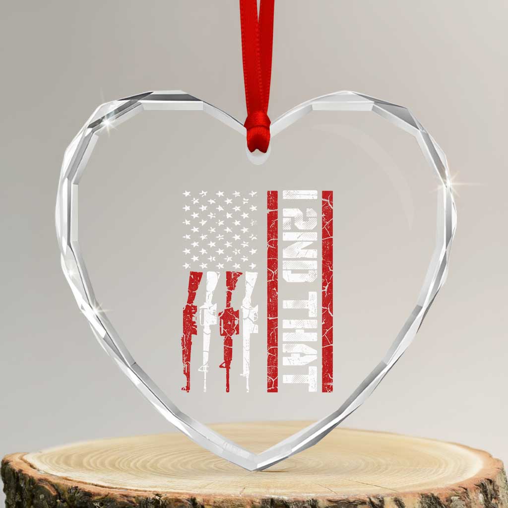 Vintage USA Flag 2nd Amendment Heart Crystal Glass Ornament Pro Gun Lovers - Wonder Print Shop