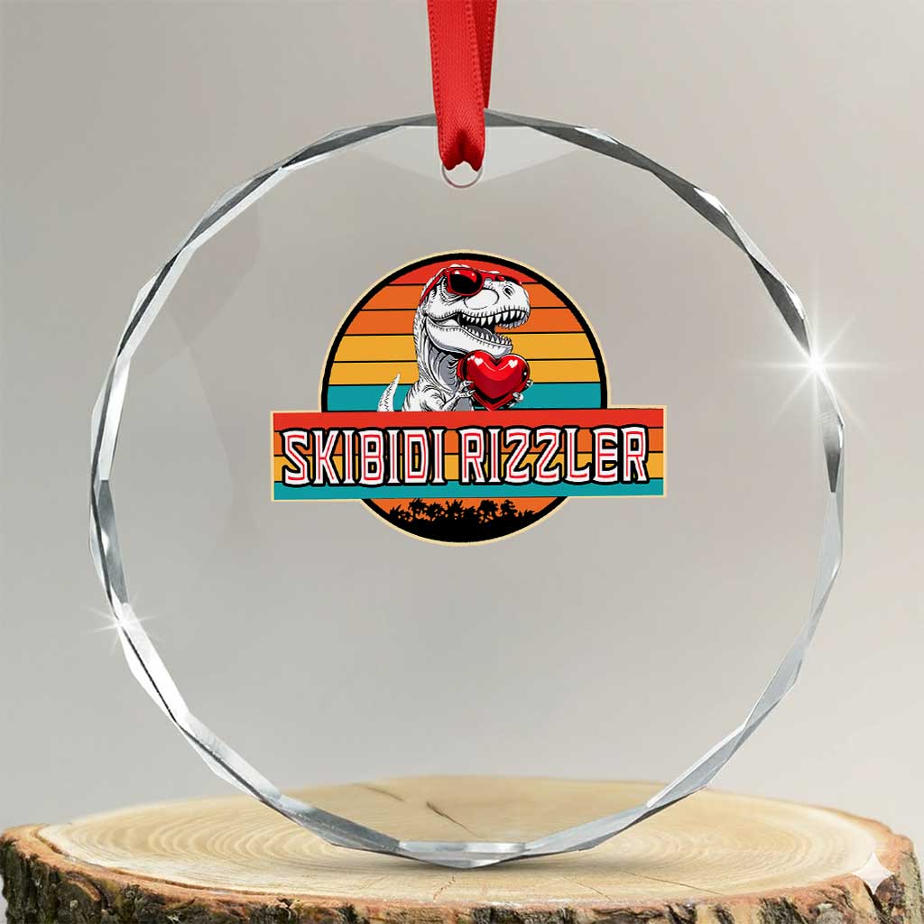 Vintage Valentines Dinosaur Crystal Glass Ornament Funny Dino Meme Skibidi Rizzler - Wonder Print Shop