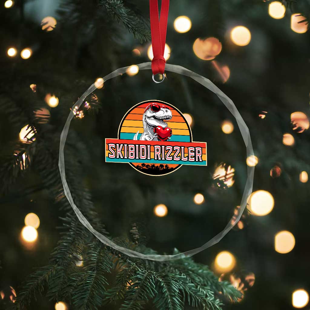 Vintage Valentines Dinosaur Crystal Glass Ornament Funny Dino Meme Skibidi Rizzler - Wonder Print Shop