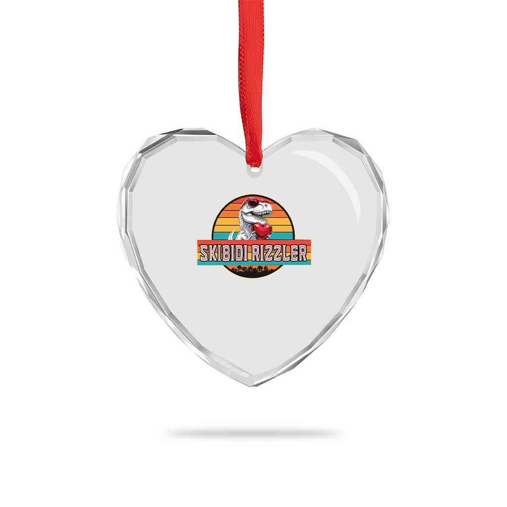 Vintage Valentines Dinosaur Heart Crystal Glass Ornament Funny Dino Meme Skibidi Rizzler - Wonder Print Shop