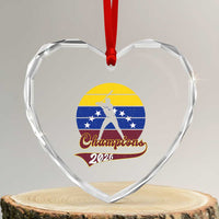 Vintage Venezuela 2026 Champions Heart Crystal Glass Ornament Patriotic Baseball Pride Gift