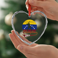 Vintage Venezuela 2026 Champions Heart Crystal Glass Ornament Patriotic Baseball Pride Gift