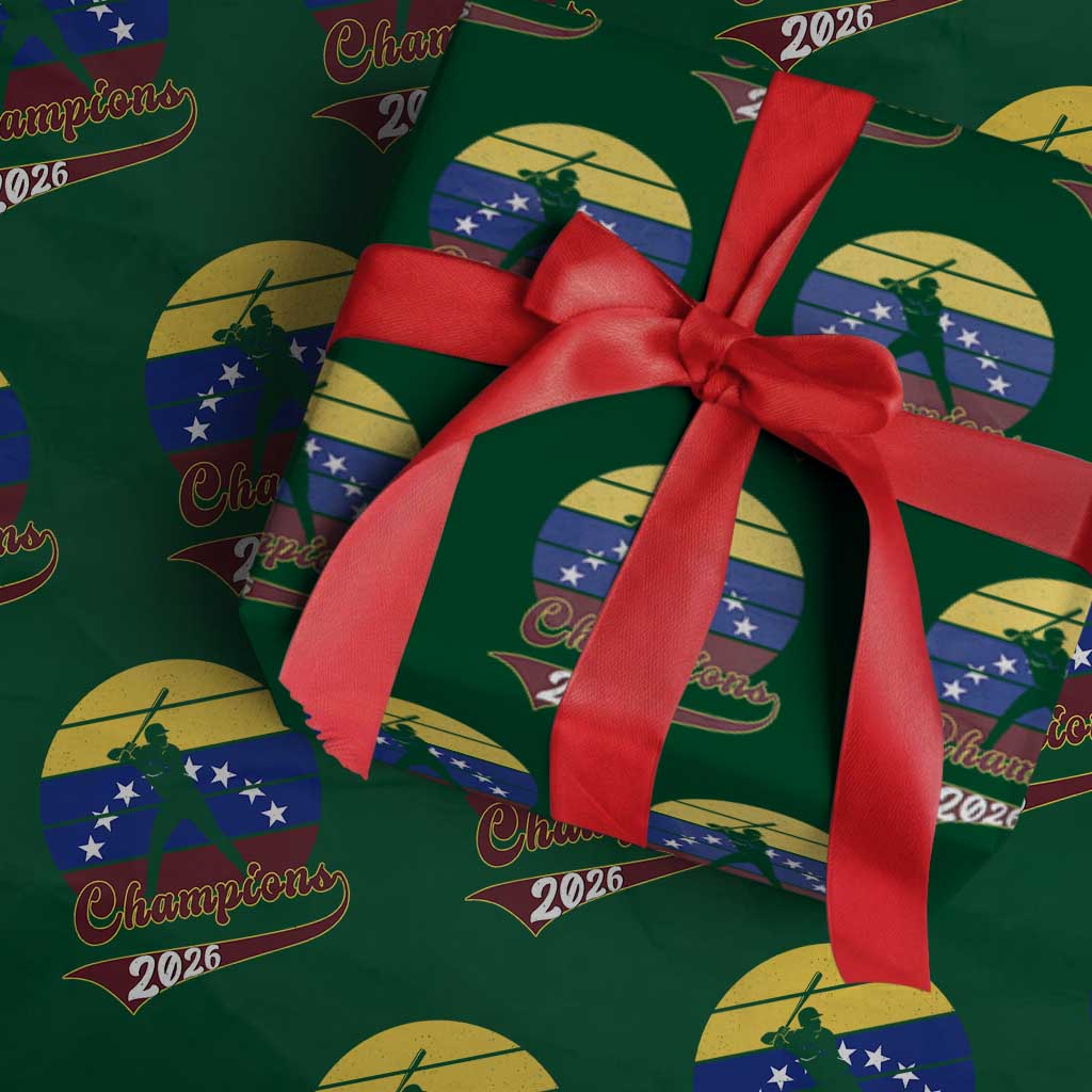 Vintage Venezuela 2026 Champions Wrapping Paper Roll Patriotic Baseball Pride Gift