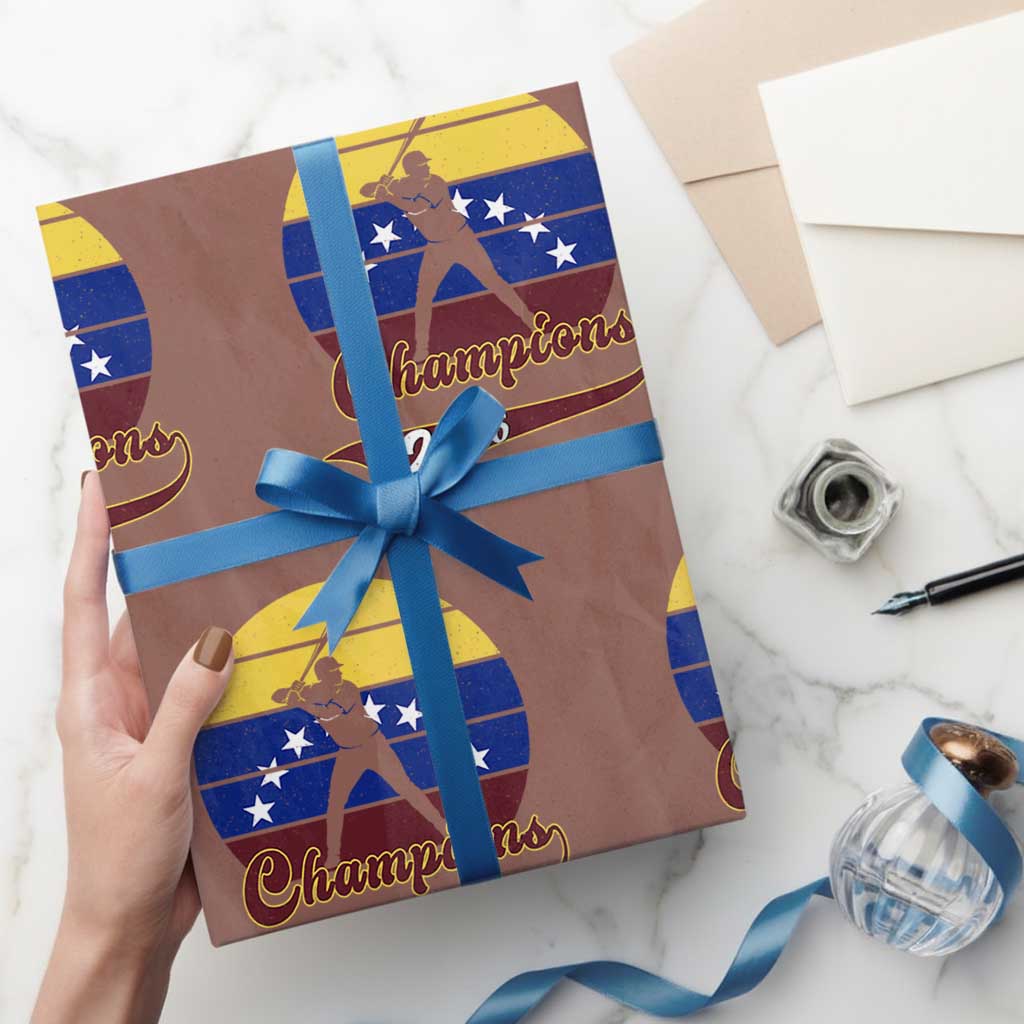 Vintage Venezuela 2026 Champions Wrapping Paper Roll Patriotic Baseball Pride Gift