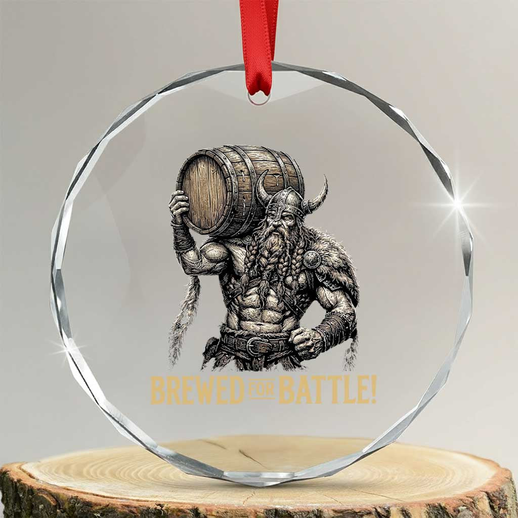 Vintage Viking Beer Drinker Warrior Gift Crystal Glass Ornament Brewed For Battle