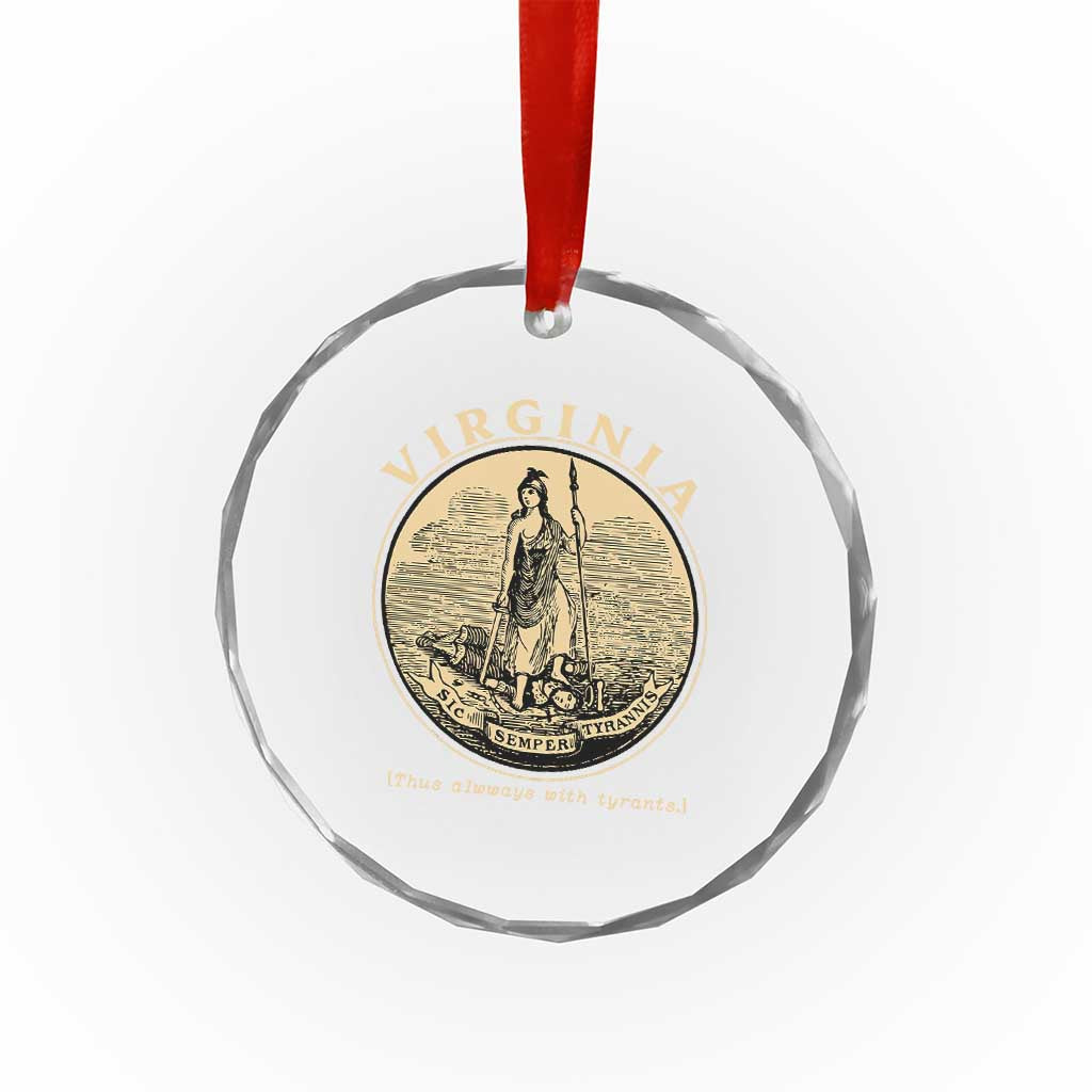Vintage Virginia Motto Sic Semper Tyrannis Crystal Glass Ornament