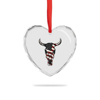 Vintage Western Cow Skull Usa Flag Heart Crystal Glass Ornament Patriotic American Pride