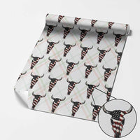 Vintage Western Cow Skull Usa Flag Wrapping Paper Roll Patriotic American Pride