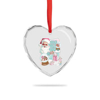 Vintage Xmas Heart Crystal Glass Ornament Pink Santa Claus Ho Ho Ho - Wonder Print Shop