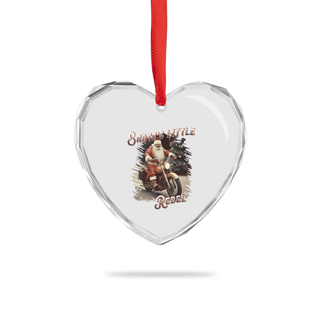 Vintage Xmas Santa Riding Motorcycle Heart Crystal Glass Ornament Santa's Little Rebel Rider Vintage - Wonder Print Shop
