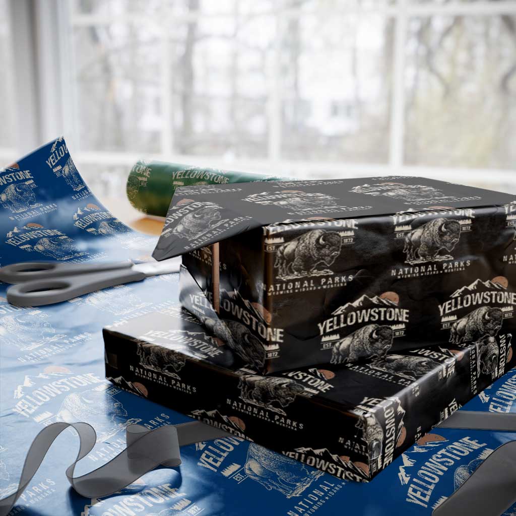Vintage Yellowstone National Park Wrapping Paper Roll Retro Bison Nature Wildlife Forest - Wonder Print Shop