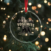 Vintage Yosemite National Park Crystal Glass Ornament Retro Bear Nature Wildlife Forest