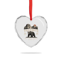 Vintage Yosemite National Park Heart Crystal Glass Ornament Retro Bear Nature Wildlife Forest