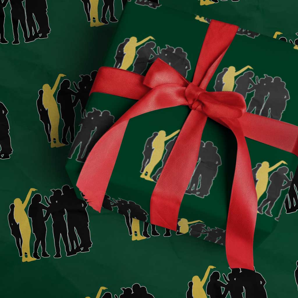 Viral Basketball Pointing Huddle Wrapping Paper Roll Funny Women Sports Culture Meme Yellow Silhouette Graphic
