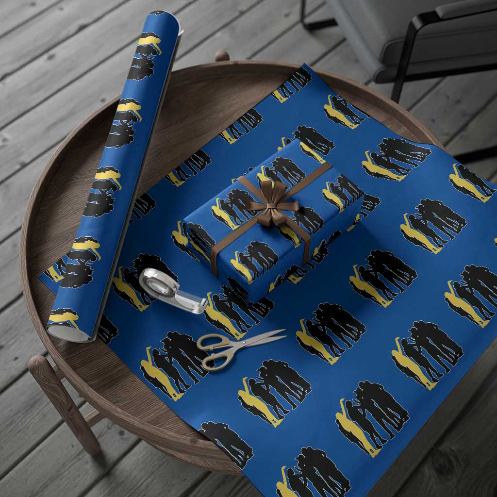 Viral Basketball Pointing Huddle Wrapping Paper Roll Funny Women Sports Culture Meme Yellow Silhouette Graphic