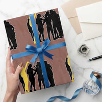 Viral Basketball Pointing Huddle Wrapping Paper Roll Funny Women Sports Culture Meme Yellow Silhouette Graphic