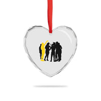 Viral Basketball Pointing Huddle Heart Crystal Glass Ornament Funny Women Sports Culture Meme Yellow Silhouette Graphic