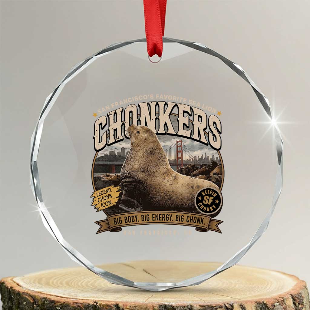 Viral Chonkers San Francisco Sea Lion Crystal Glass Ornament Retro Pier 39 Fisherman's Wharf Souvenir