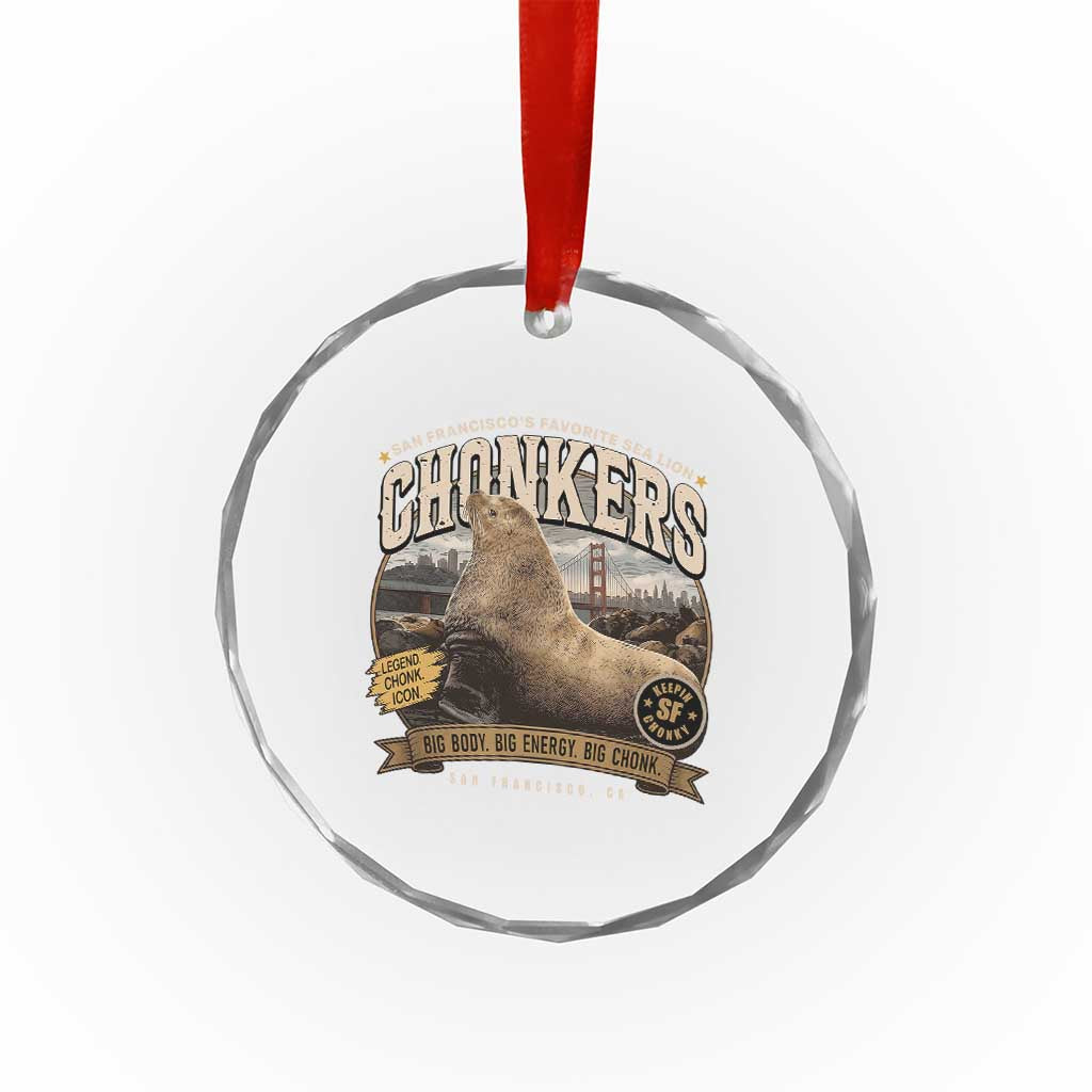 Viral Chonkers San Francisco Sea Lion Crystal Glass Ornament Retro Pier 39 Fisherman's Wharf Souvenir
