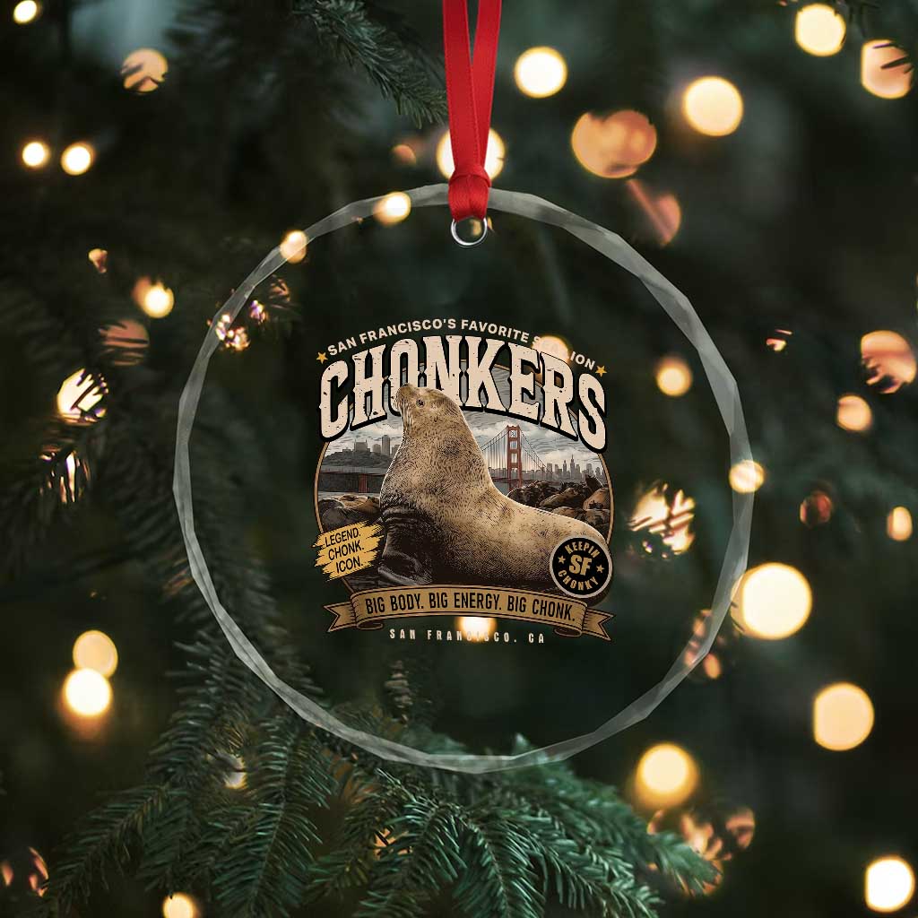 Viral Chonkers San Francisco Sea Lion Crystal Glass Ornament Retro Pier 39 Fisherman's Wharf Souvenir