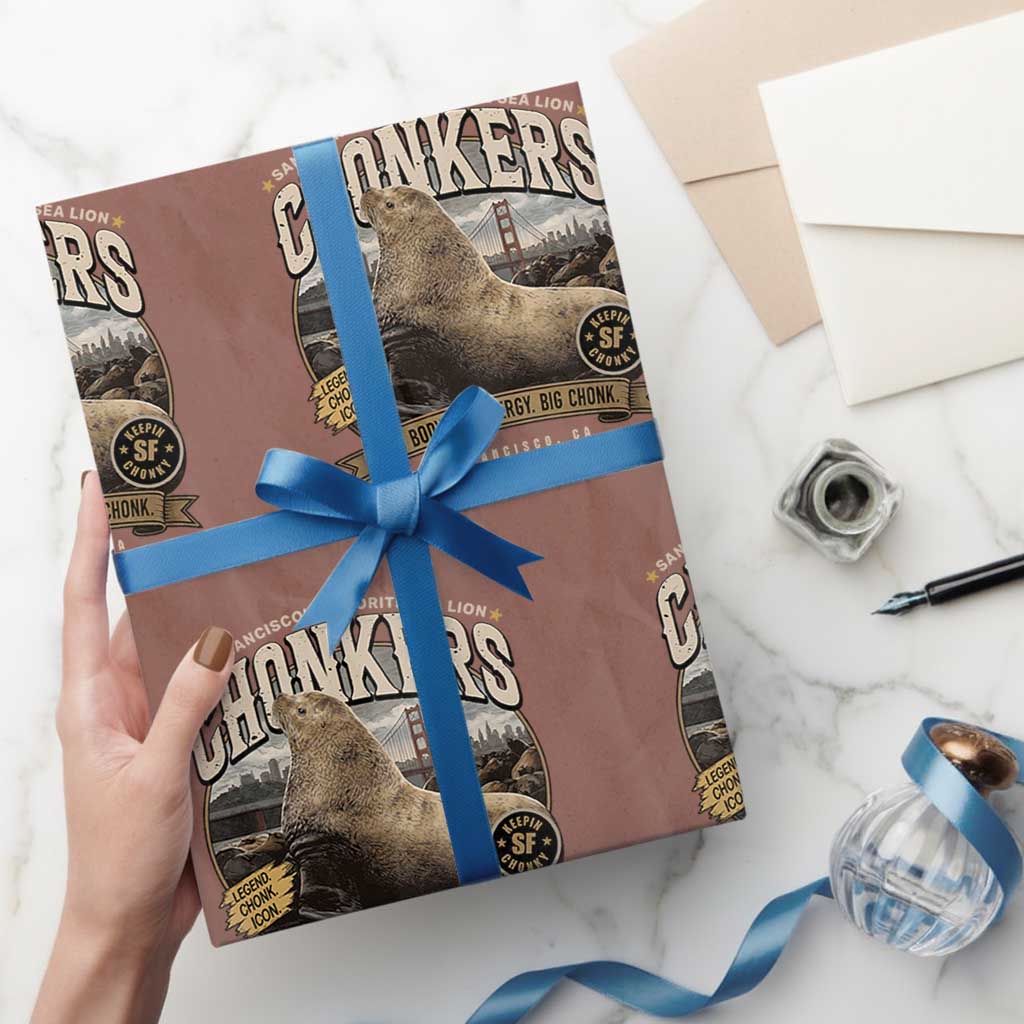 Viral Chonkers San Francisco Sea Lion Wrapping Paper Roll Retro Pier 39 Fisherman's Wharf Souvenir