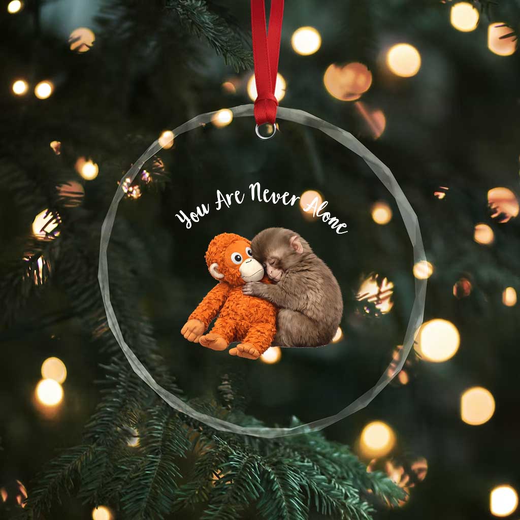 Viral Punch Monkey Crystal Glass Ornament Cute Baby Monkey With Plush Toy Animal Lovers