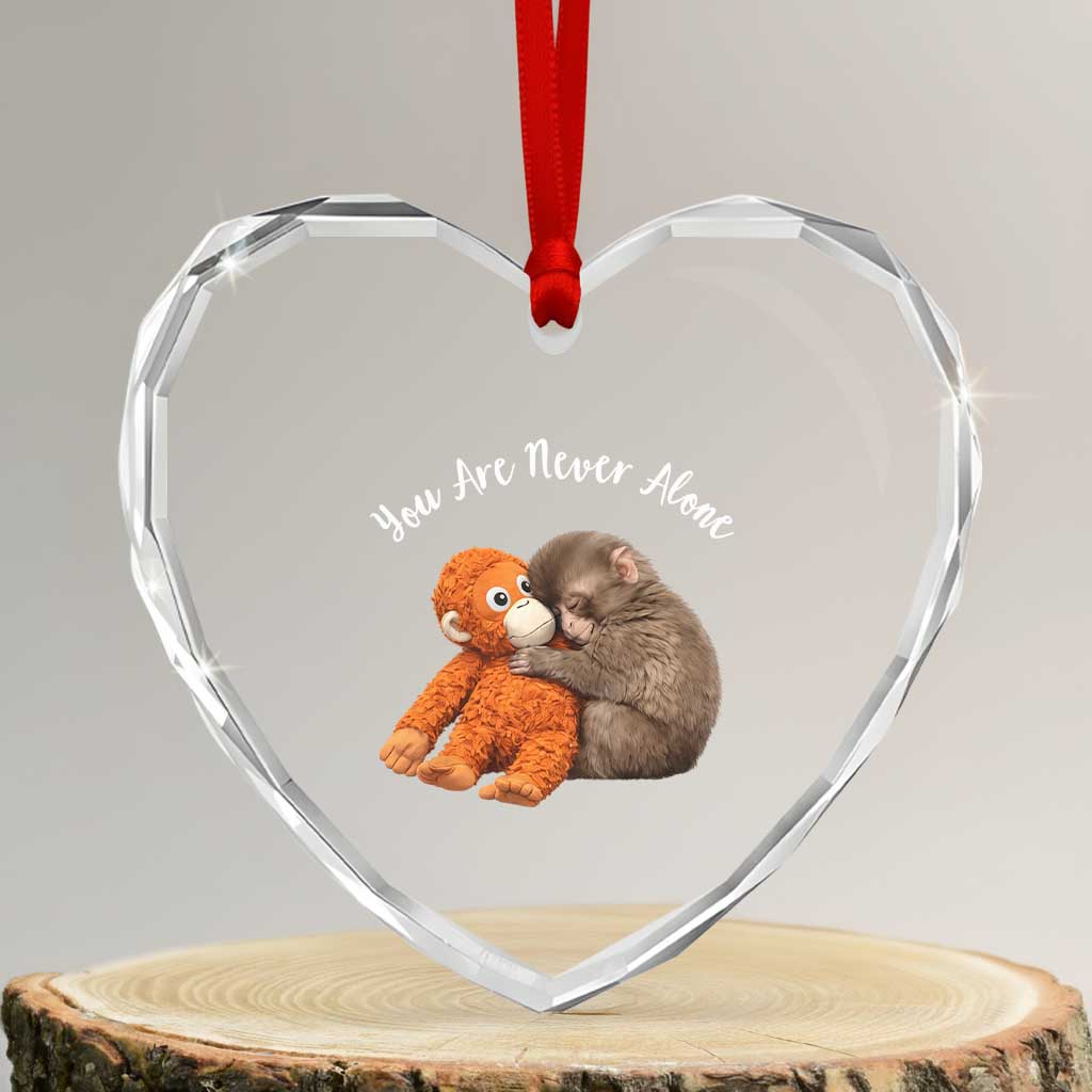 Viral Punch Monkey Heart Crystal Glass Ornament Cute Baby Monkey With Plush Toy Animal Lovers
