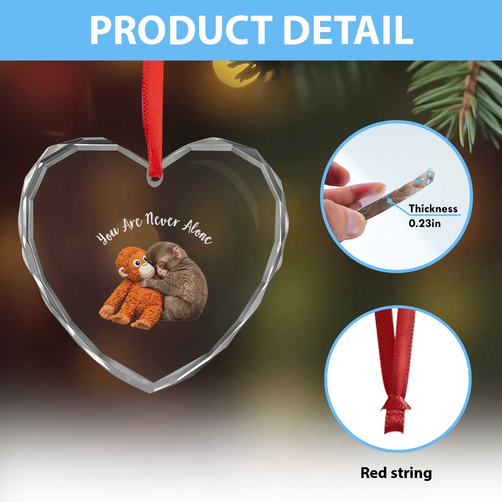 Viral Punch Monkey Heart Crystal Glass Ornament Cute Baby Monkey With Plush Toy Animal Lovers