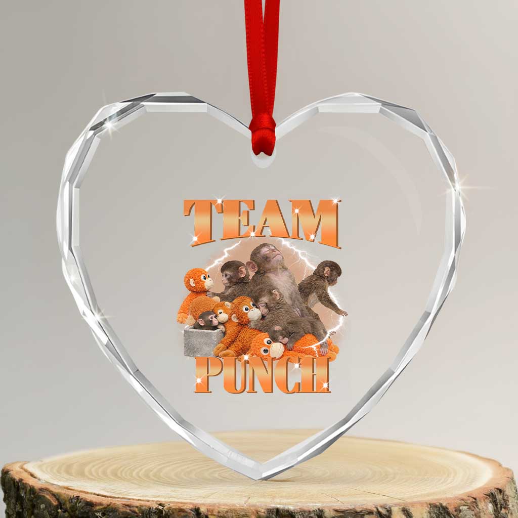 Viral Punch Monkey Heart Crystal Glass Ornament Cute Baby Monkey With Plush Toy Meme
