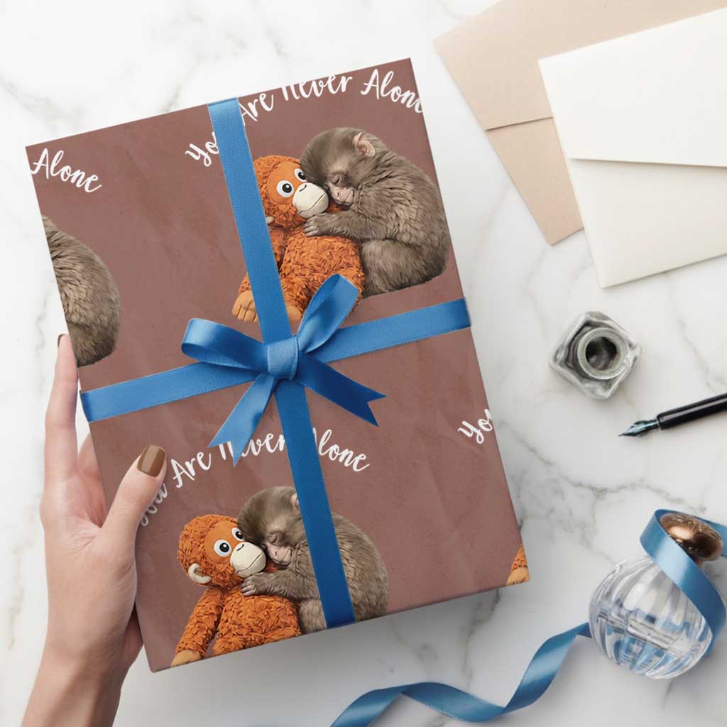 Viral Punch Monkey Wrapping Paper Roll Cute Baby Monkey With Plush Toy Animal Lovers