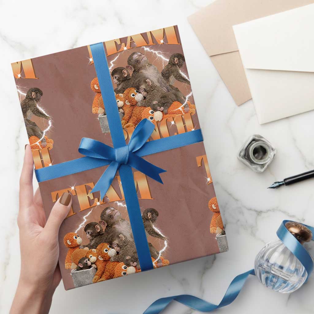 Viral Punch Monkey Wrapping Paper Roll Cute Baby Monkey With Plush Toy Meme