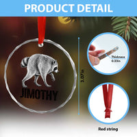 Viral Seattle Jimothy the Raccoon Crystal Glass Ornament Vintage Trash Panda Meme Graphic