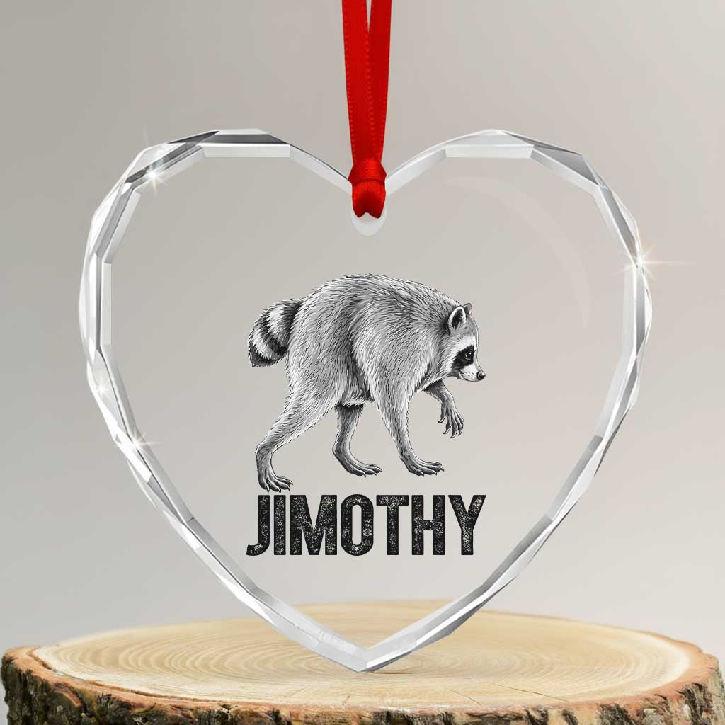 Viral Seattle Jimothy the Raccoon Heart Crystal Glass Ornament Vintage Trash Panda Meme Graphic